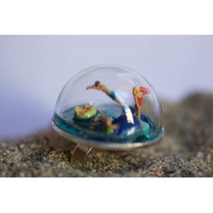 Bague dôme diorama plage miniature