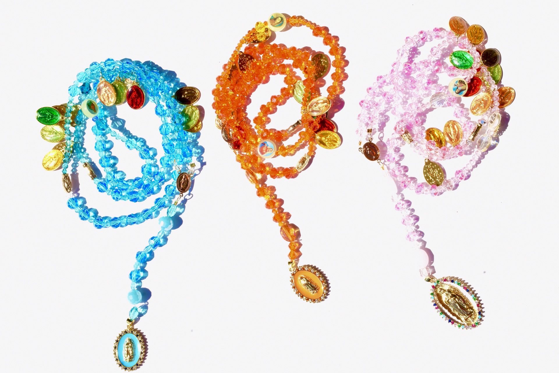 Rosary colorful necklace virgin Mary