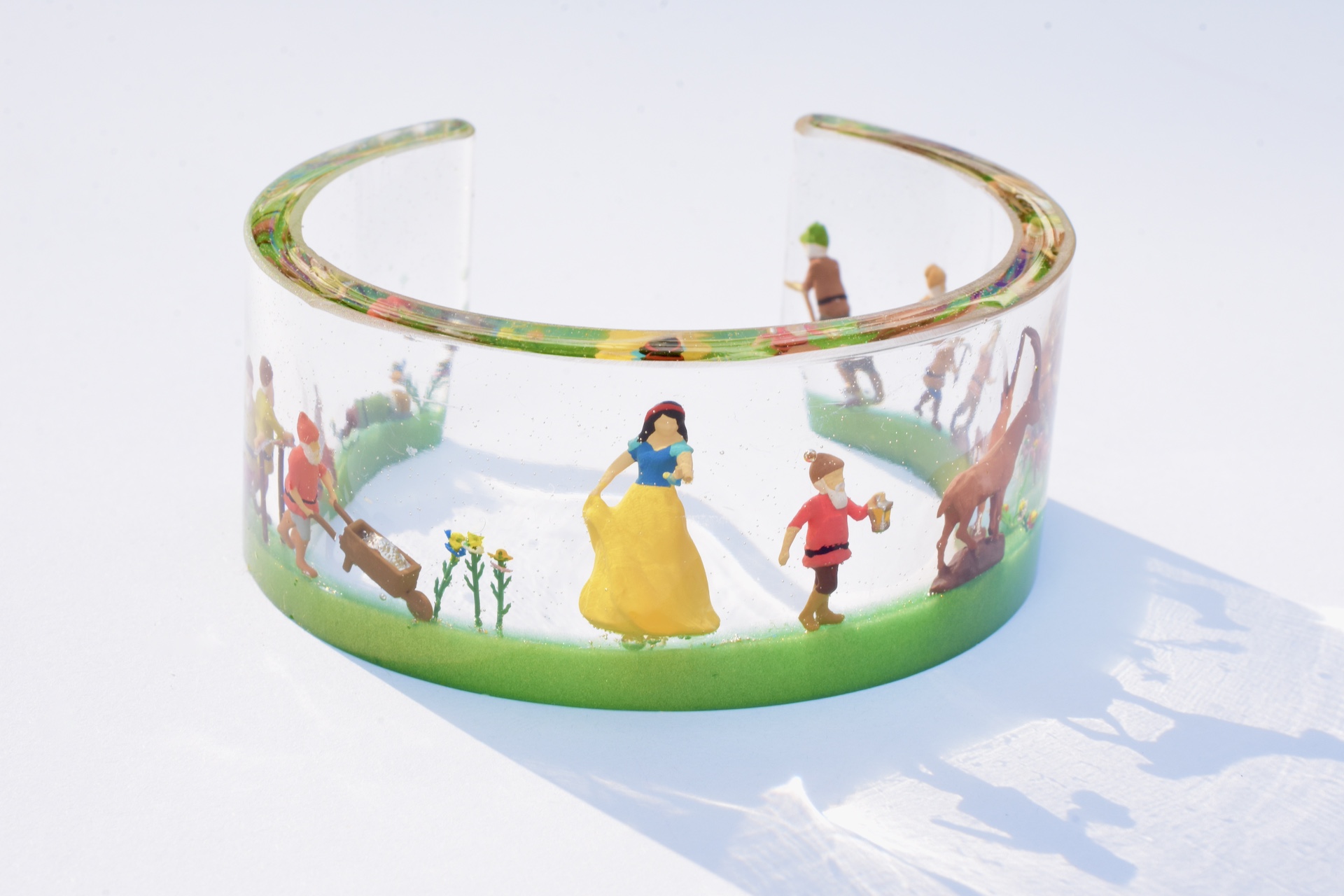 Snow white resin bangle diorama handmade