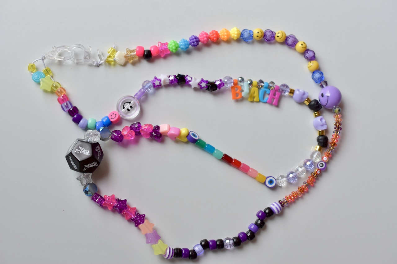 Purple beaded necklace aesthetic handmade
