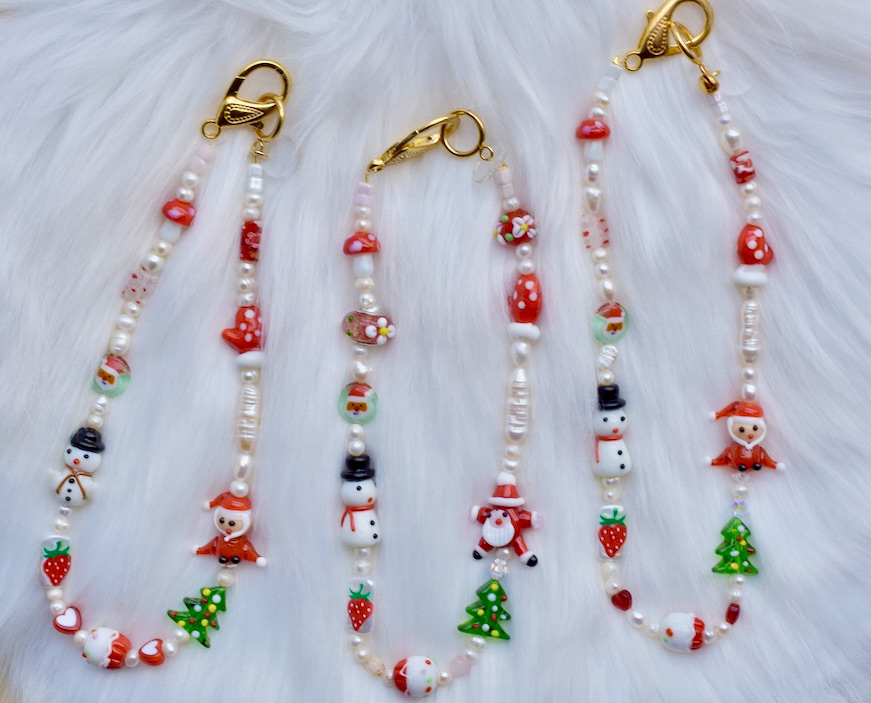 Christmas lampwork beaded choker necklace