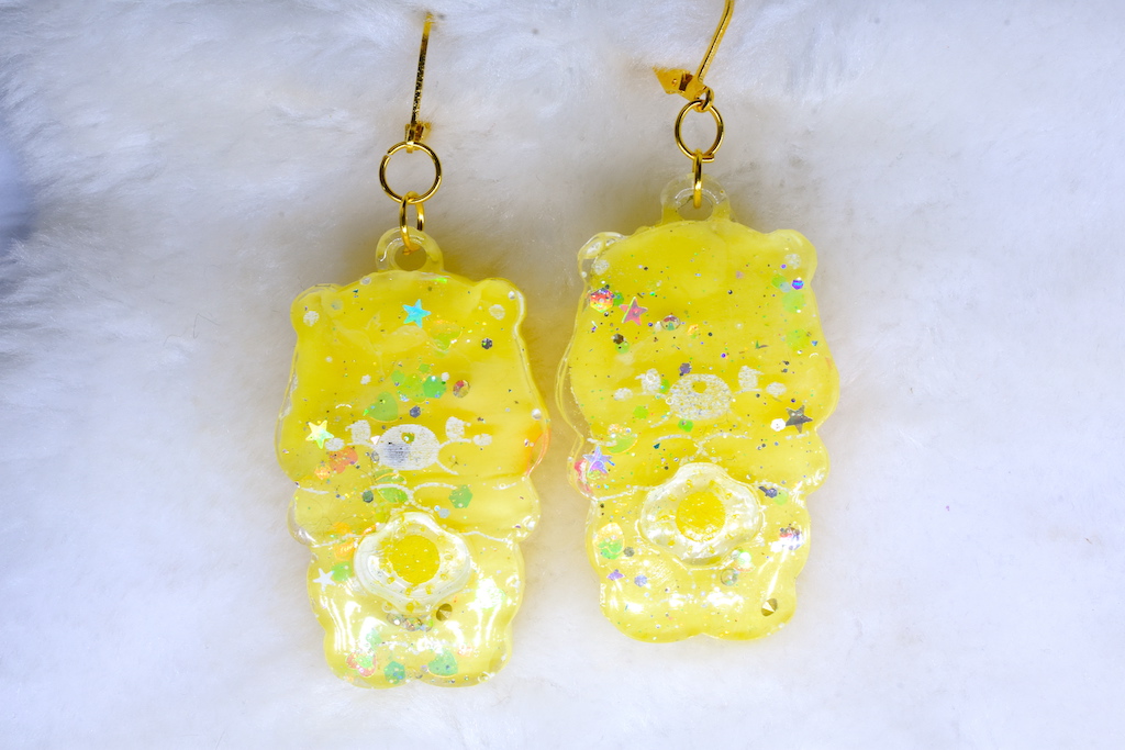 Teddy bears yellow earrings handmade